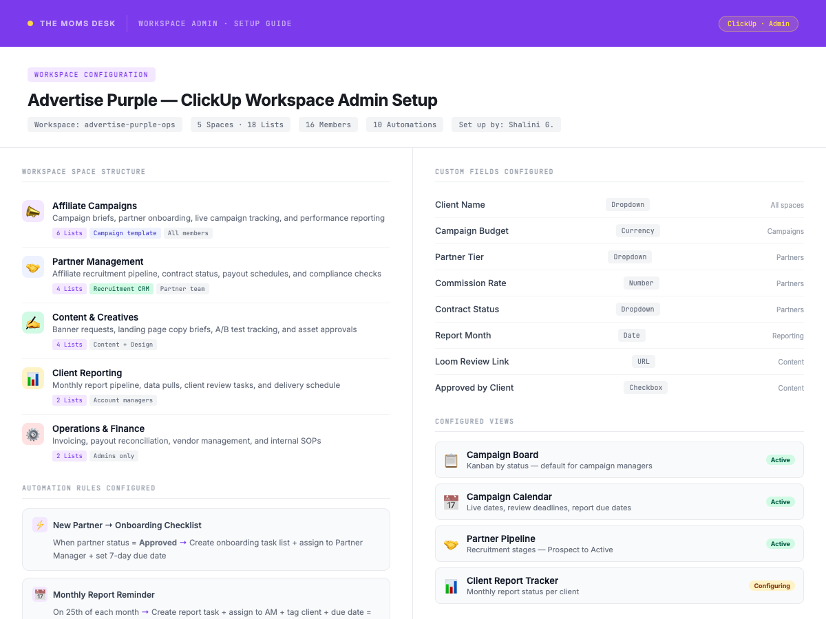 Advertise Purple – ClickUp Workspace Config